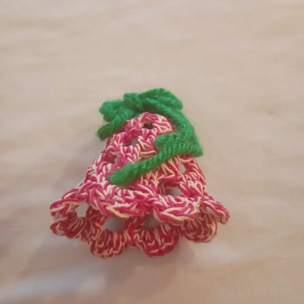Lot of 4 Crochet Handmade Jingle Bell Christmas Holiday Tree Ornaments